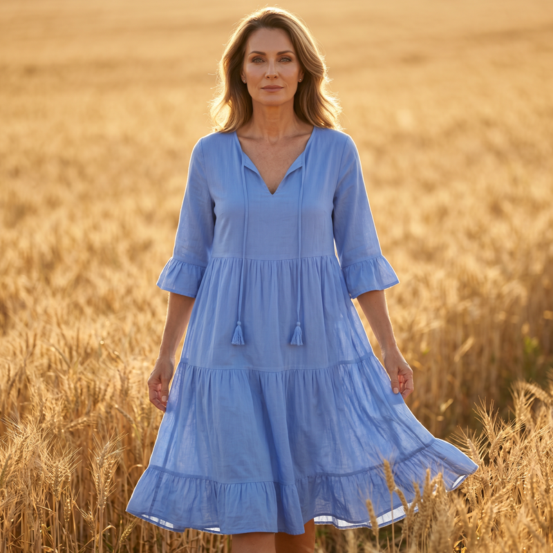 Women's Summer Tiered Tassel A-Line Dress
