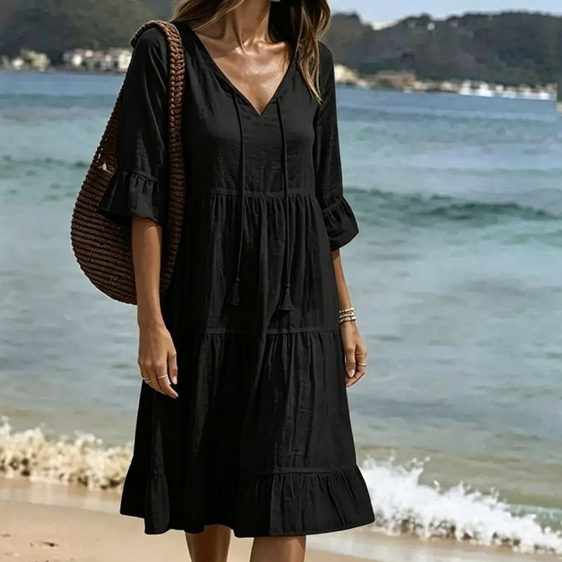 Women's Summer Tiered Tassel A-Line Dress