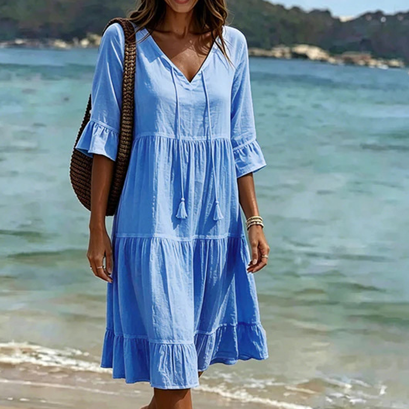 Women's Summer Tiered Tassel A-Line Dress