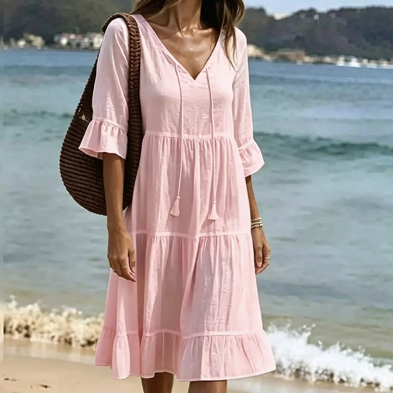 Women's Summer Tiered Tassel A-Line Dress