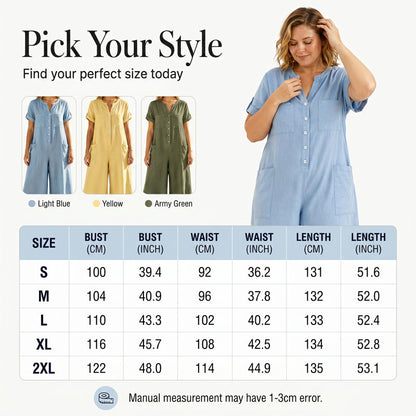🌿Women's Casual Short Sleeve Wide-Leg Jumpsuit