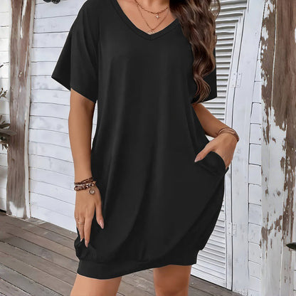 Women's Plus Size V-Neck T-Shirt Dress