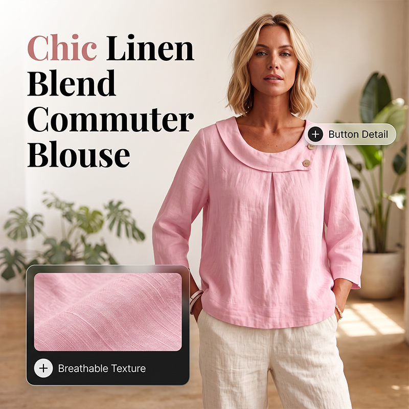 🌿Women's Casual Loose Fit Decorative Button Top
