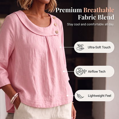 🌿Women's Casual Loose Fit Decorative Button Top