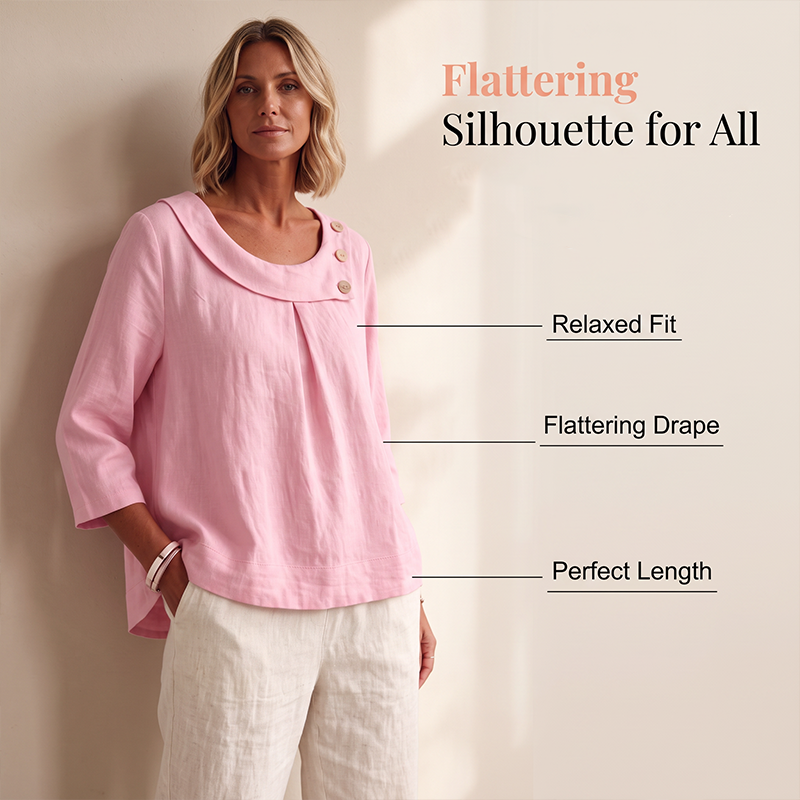 🌿Women's Casual Loose Fit Decorative Button Top
