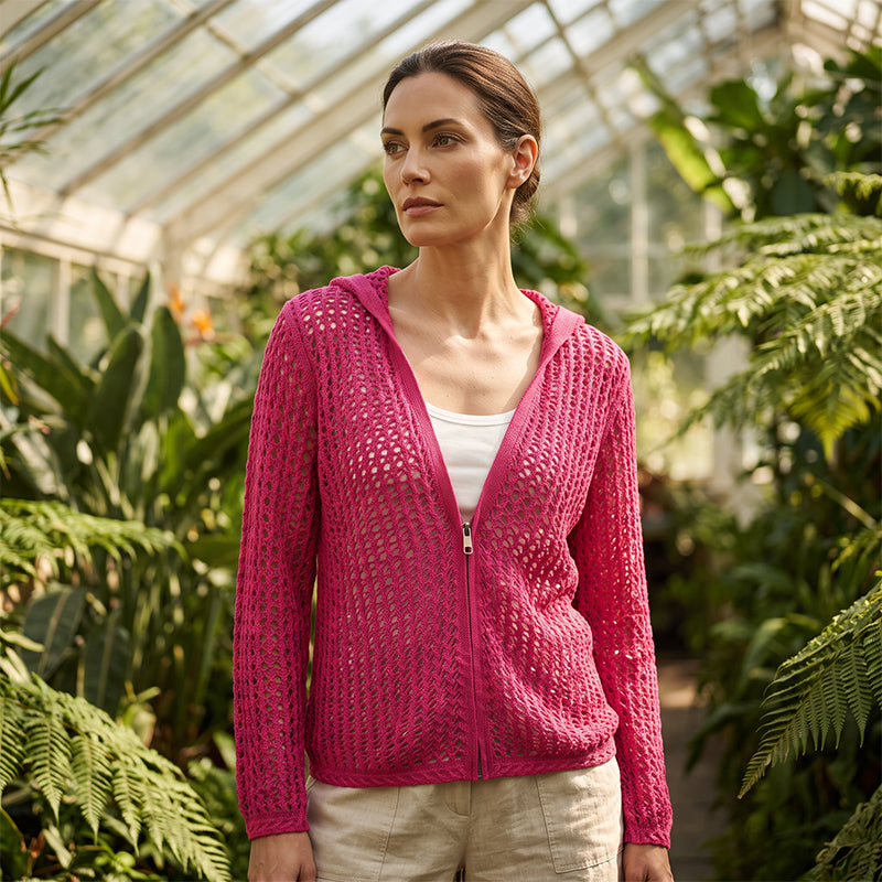 🌸☀️ 2026 Women's Open-Knit Zip-Up Cardigan | Lightweight Hollow-Out Long Sleeve Sweater for Spring & Summer
