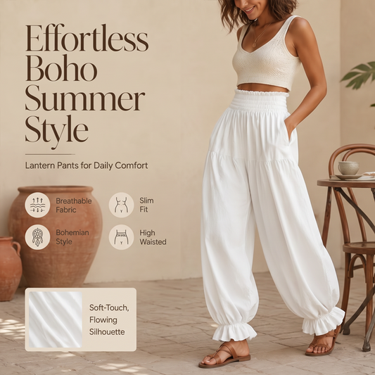 Women's Casual Ruffle Hem Lantern Pants