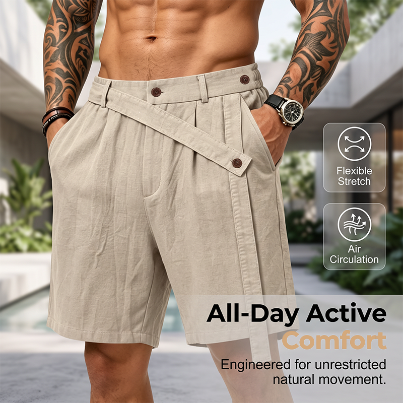 Men's Summer Linen Shorts Casual Loose Fit Beach Shorts