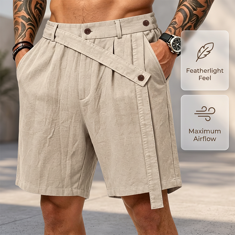 Men's Summer Linen Shorts Casual Loose Fit Beach Shorts
