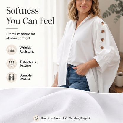 ⌛Limited-Time Offer-Women's Oversized Asymmetrical Shirt with Eyelet Details