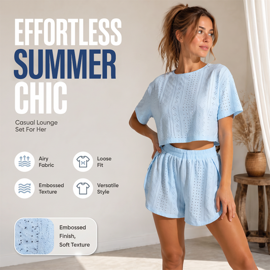 Women's Summer Eyelet Knit 2-Piece Set