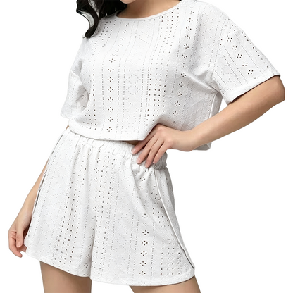 Women's Summer Eyelet Knit 2-Piece Set