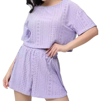 Women's Summer Eyelet Knit 2-Piece Set