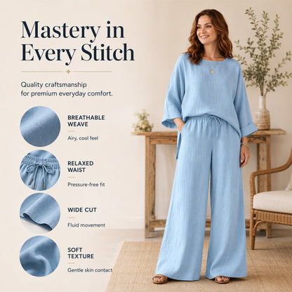 New Arrivals🌿👚 Casual Linen Blend 2-Piece Set – Soft & Airy for Effortless Summer Style