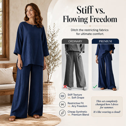 New Arrivals🌿👚 Casual Linen Blend 2-Piece Set – Soft & Airy for Effortless Summer Style
