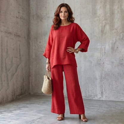 New Arrivals🌿👚 Casual Linen Blend 2-Piece Set – Soft & Airy for Effortless Summer Style