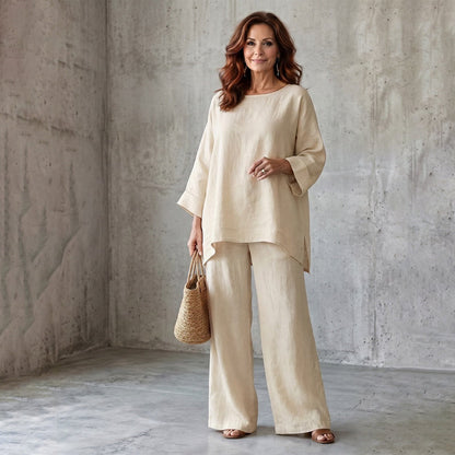New Arrivals🌿👚 Casual Linen Blend 2-Piece Set – Soft & Airy for Effortless Summer Style