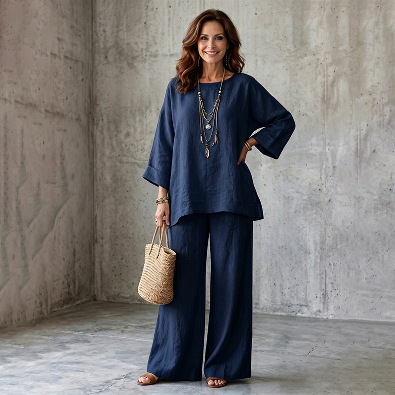 New Arrivals🌿👚 Casual Linen Blend 2-Piece Set – Soft & Airy for Effortless Summer Style