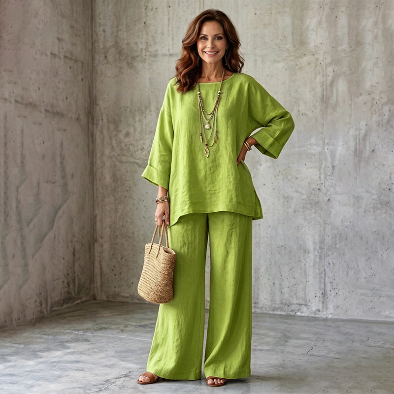 New Arrivals🌿👚 Casual Linen Blend 2-Piece Set – Soft & Airy for Effortless Summer Style