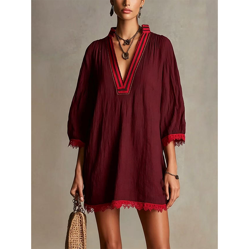 🌿Women's V-Neck Loose Cotton Linen Dress