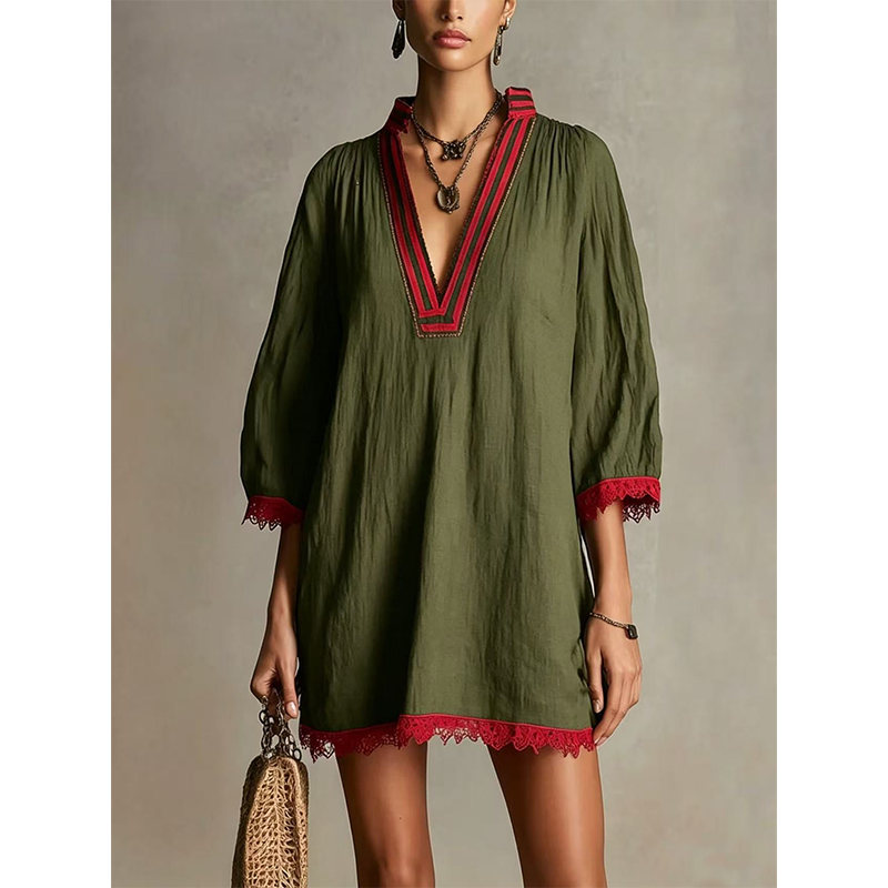 🌿Women's V-Neck Loose Cotton Linen Dress