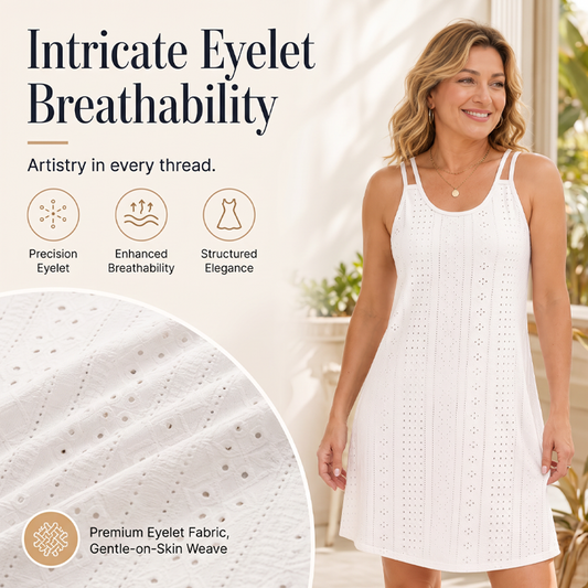 Women's Summer Double Strap Dress with Eyelet Detail