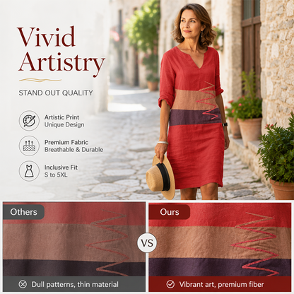 Women's Casual V-Neck Printed Dress