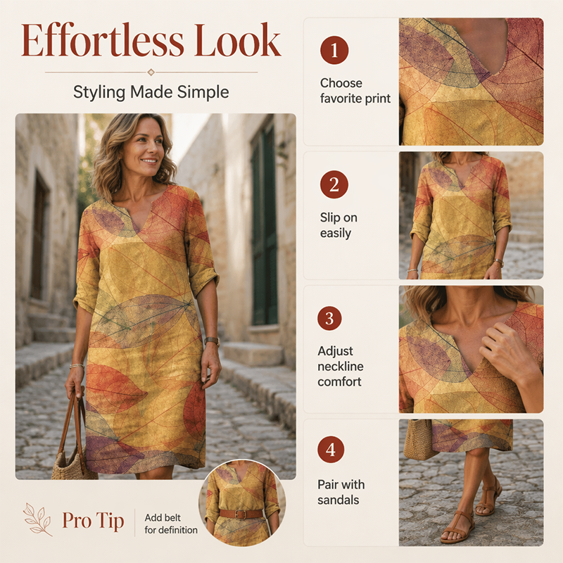 Women's Casual V-Neck Printed Dress