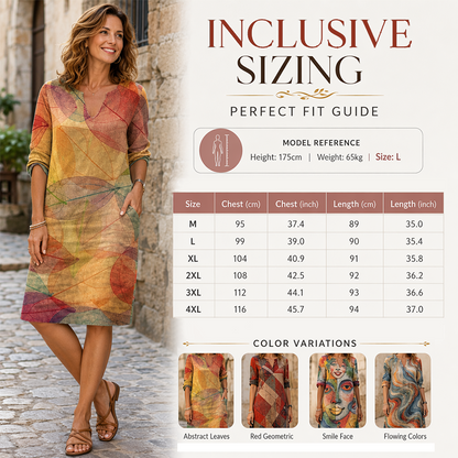 Women's Casual V-Neck Printed Dress