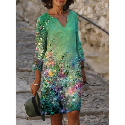 Women's Casual V-Neck Printed Dress