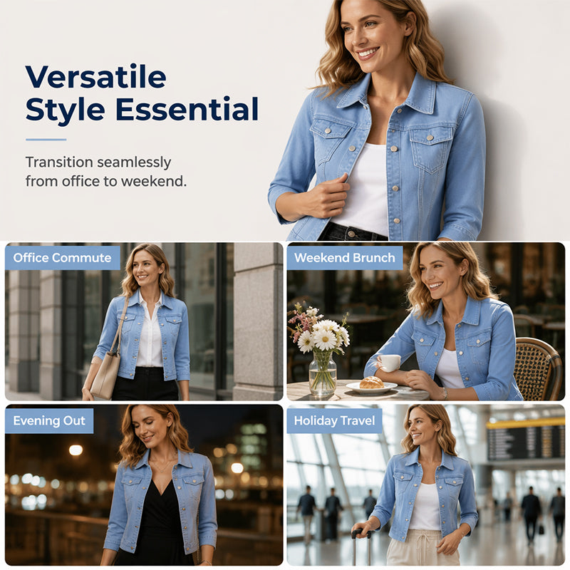 Women's Solid Color Jean Jacket