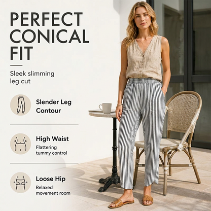 Women's Casual Striped High Waisted Pants