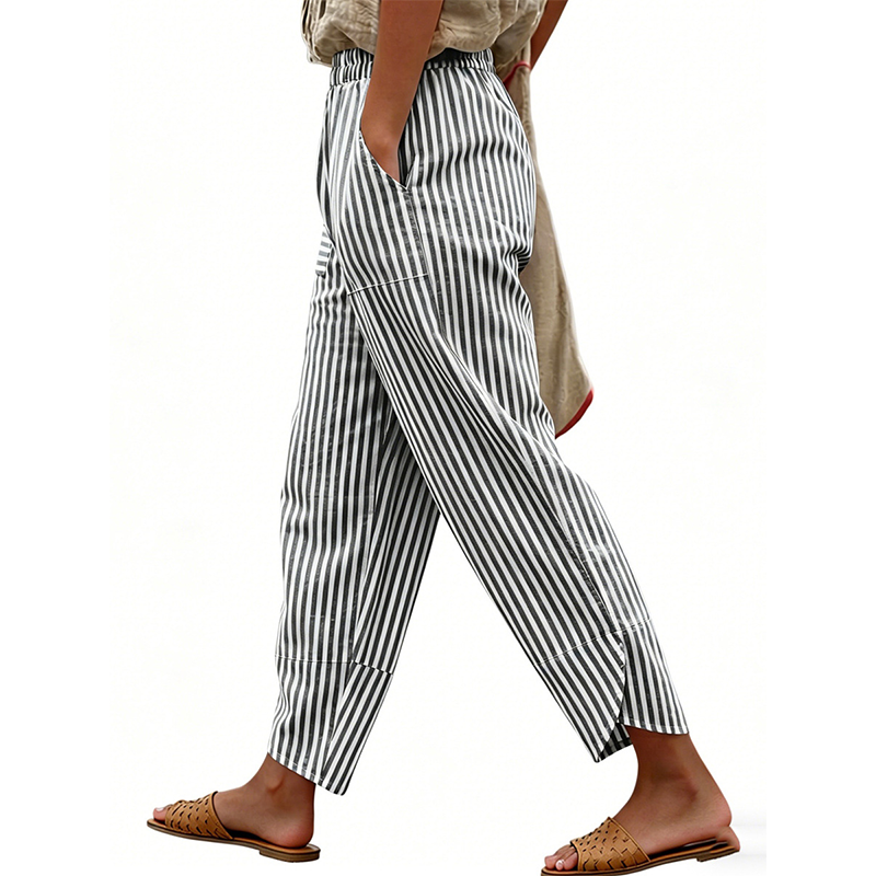 Women's Casual Striped High Waisted Pants