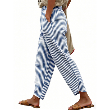 Women's Casual Striped High Waisted Pants