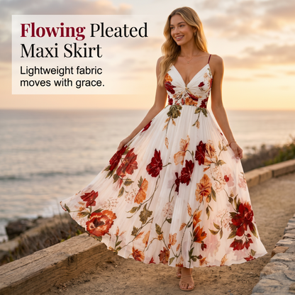 🎉 2026 Sale — Over 36,000 Sold 💞 Women Floral Spaghetti Strap Maxi Dress – Summer Vacation Outfit 🌸