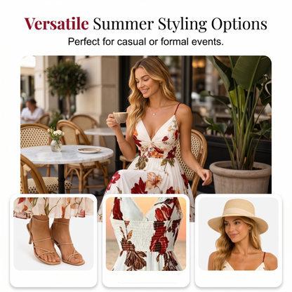 🎉 2026 Sale — Over 36,000 Sold 💞 Women Floral Spaghetti Strap Maxi Dress – Summer Vacation Outfit 🌸