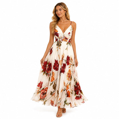 🎉 2026 Sale — Over 36,000 Sold 💞 Women Floral Spaghetti Strap Maxi Dress – Summer Vacation Outfit 🌸