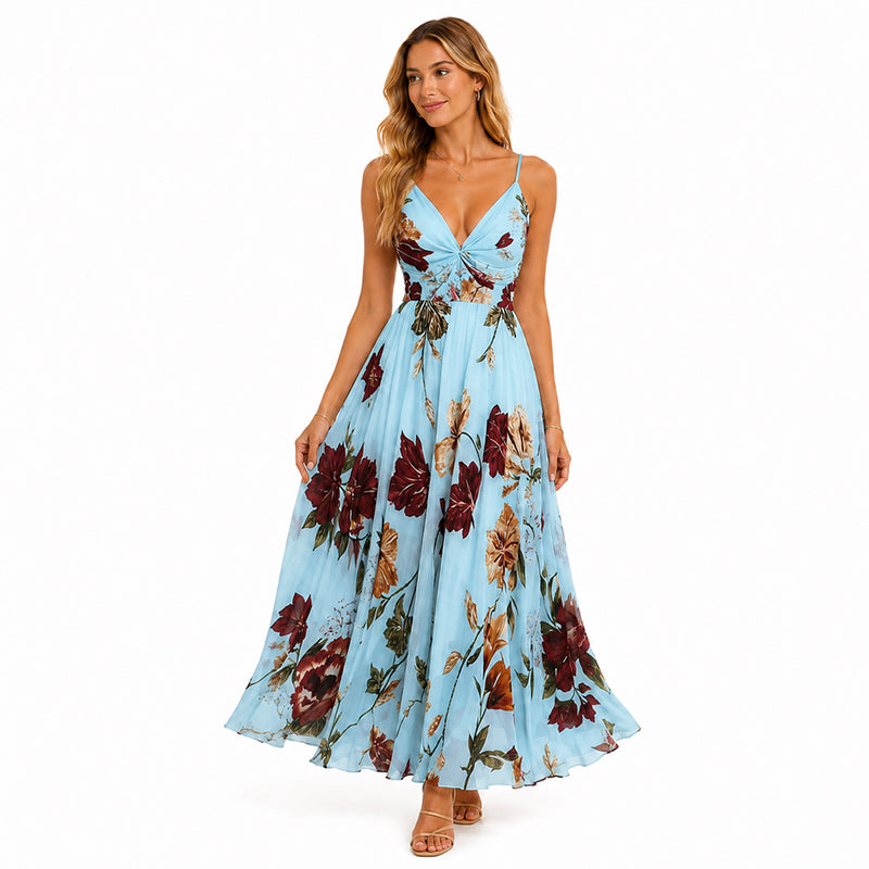 🎉 2026 Sale — Over 36,000 Sold 💞 Women Floral Spaghetti Strap Maxi Dress – Summer Vacation Outfit 🌸
