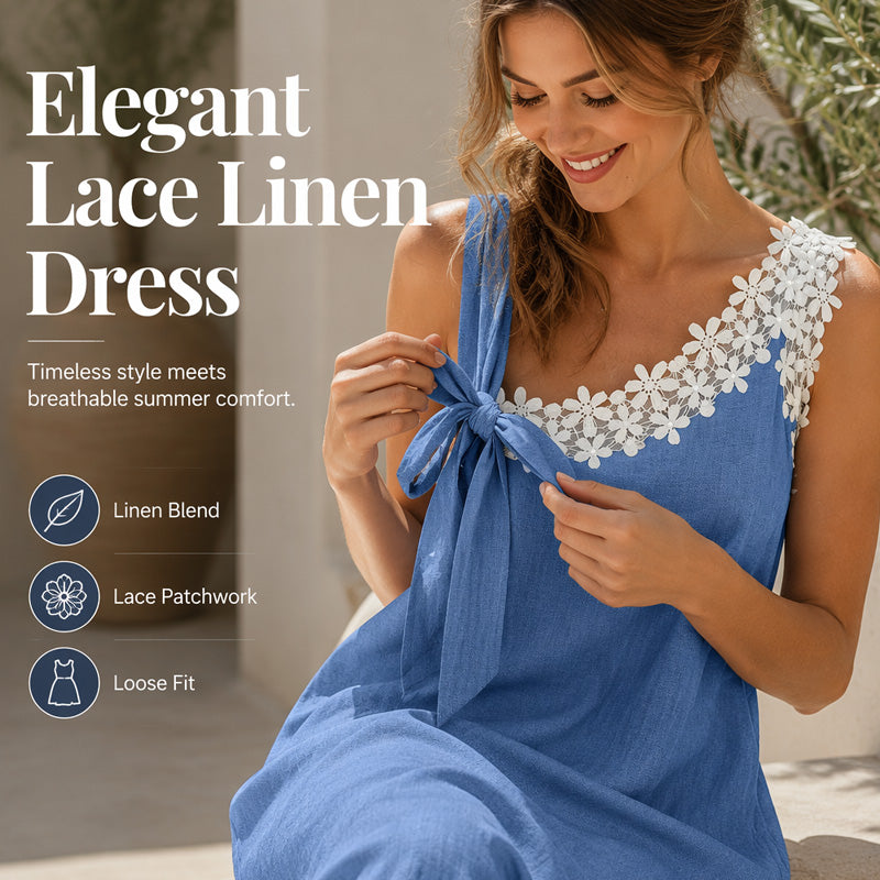 Summer Favorite☀️🌺 Elegant Lace Dress with Shoulder Bow Detail – Must-Have for Effortless Summer Style