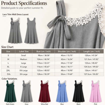 Summer Favorite☀️🌺 Elegant Lace Dress with Shoulder Bow Detail – Must-Have for Effortless Summer Style