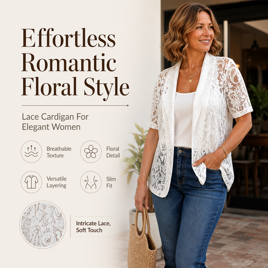 ⌛Limited-Time Offer-Women's Short Sleeve Lace Open Front Cardigan