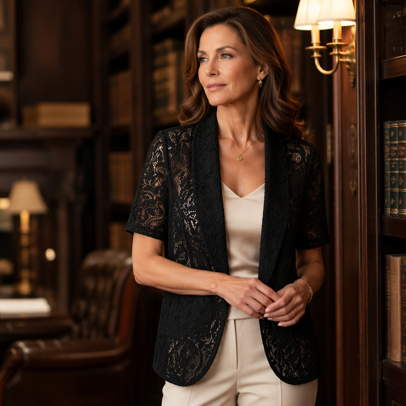 ⌛Limited-Time Offer-Women's Short Sleeve Lace Open Front Cardigan