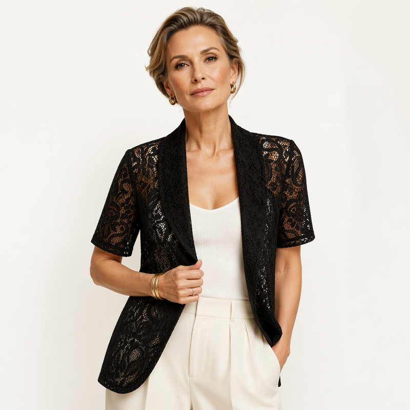 ⌛Limited-Time Offer-Women's Short Sleeve Lace Open Front Cardigan