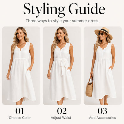 🌿Women Sleeveless Cotton Linen Dress