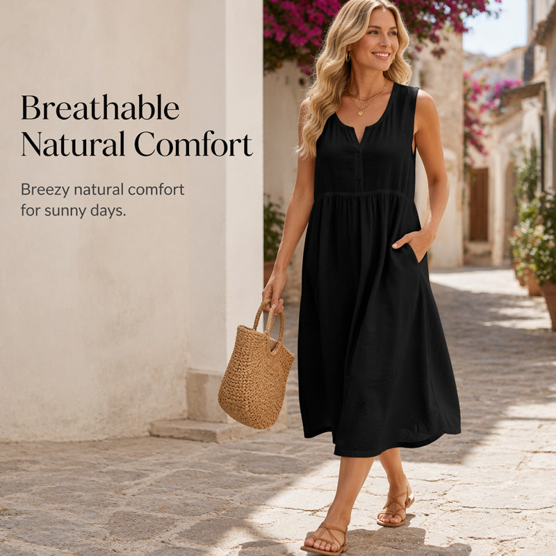 🌿Women Sleeveless Cotton Linen Dress