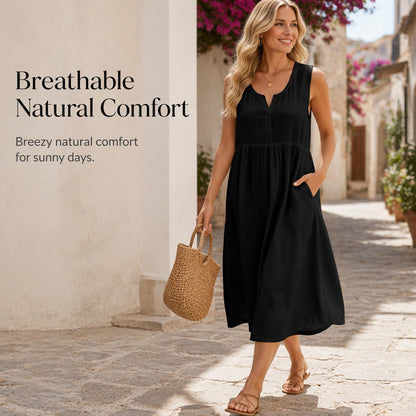 🌿Women Sleeveless Cotton Linen Dress