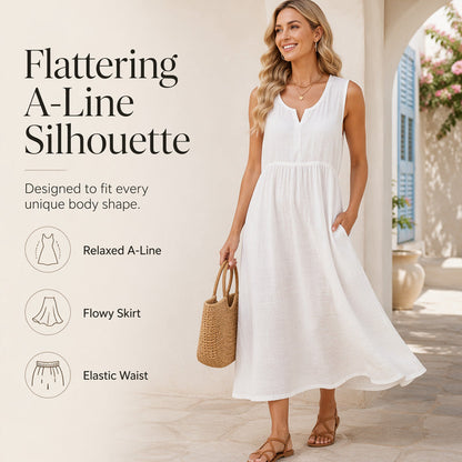 🌿Women Sleeveless Cotton Linen Dress