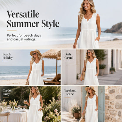 🌿Women Sleeveless Cotton Linen Dress