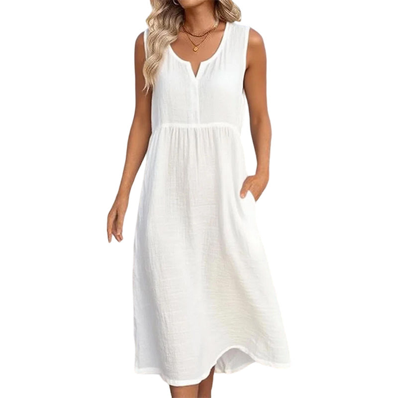 🌿Women Sleeveless Cotton Linen Dress