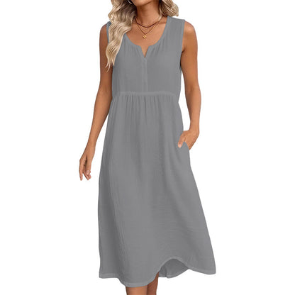 🌿Women Sleeveless Cotton Linen Dress